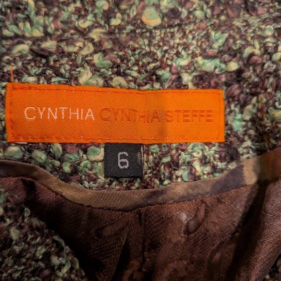 Cynthia Steffe Green Tweed A-Line Skirt Suit - Picture 10 of 11